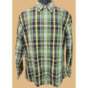 Orvis Mens Green Plaid Active Fit Shirt Medium
